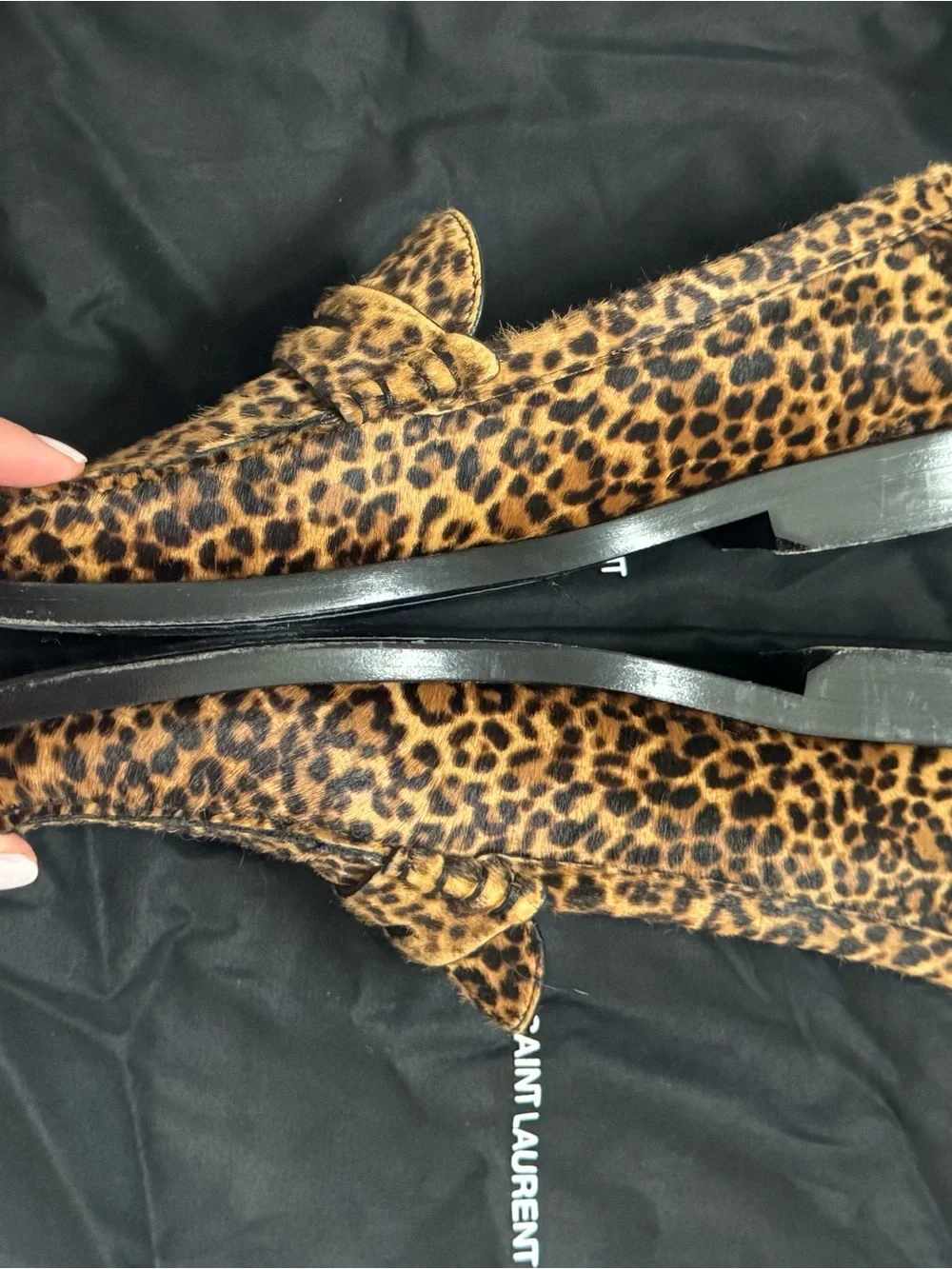 Saint Laurent Leopard Print pony -Hair Penny Loafers - Brown/Black